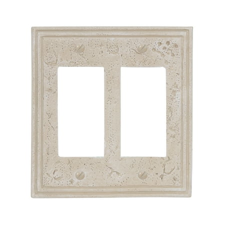 Gfci Metal Wall Plate - Amertac 8349RRA 2 Rocker GFCI Faux Stone Almond Wallplate, Crème