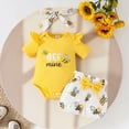 thumbnail image 2 of Sgkm First Birthday Outfit Girl Going Home Outfit Baby Girl Ruffle Clothes Letters Romper Tops Floral Bow Printed Shorts Set Headband, 2 of 4