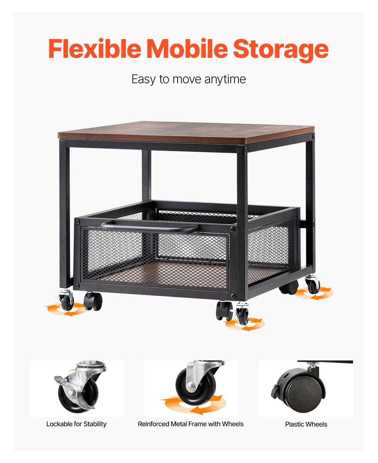 Mini Fridge Stand with Storage, 198lbs Capacity, Swivel Wheels - Beverage Refrigerator Table for Home, Dorm, Coffee Bar - Dark Brown Organizer