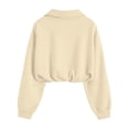 thumbnail image 6 of VV AVEORS Womens Cropped Sweatshirts Mock Neck Quarter Half Zip Pullover Workout Hoodie Sweater Fall Trendy Fashion Jackets Khaki M, 6 of 6