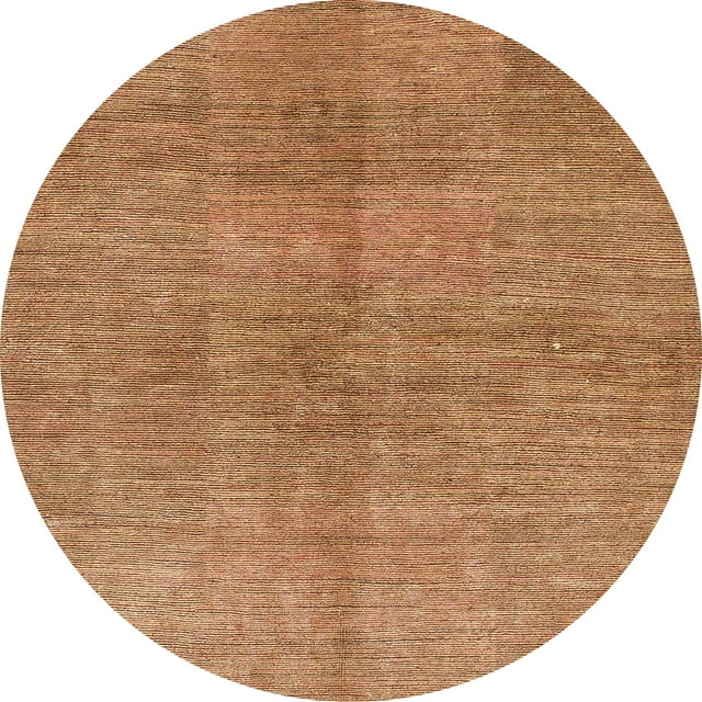 Ahgly Company Machine Washable Indoor Round Abstract Yellow Orange Area Rugs, 6' Round