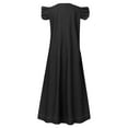 thumbnail image 5 of Dress For Women Denim Solid Color Temperament V Neck Bohemian Loose Size Long Dress Casual Summer Sundress, 5 of 5