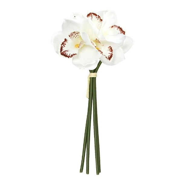 Cymbidium artificial hidratante, decoración realista, arreglo floral, flor falsa Blanco