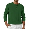 thumbnail image 2 of Resicozy Men's Henley Shirts Long Sleeve Fashion Lightweight Button Plain T-Shirt Casual Basic Tees Tops Dark Green XL, 2 of 7