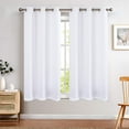 thumbnail image 2 of Curtainking Waffle Weave Textured Curtains 63 inch Farmhouse Light Filtering Drapes for Living Room Bedroom Grommet Window Curtain 2 Panels White, 2 of 7