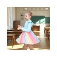 thumbnail image 4 of Sunny Fashion Girls Dress Rainbow Gradient Ruffle Shoulder Tulle Sparkly Gold Star Show Holiday Soft 6 Years, 4 of 7