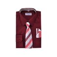 thumbnail image 2 of Berlioni Kids Boys Long Sleeve Dress Shirt With Tie and Hanky  Burgundy, 2 of 2