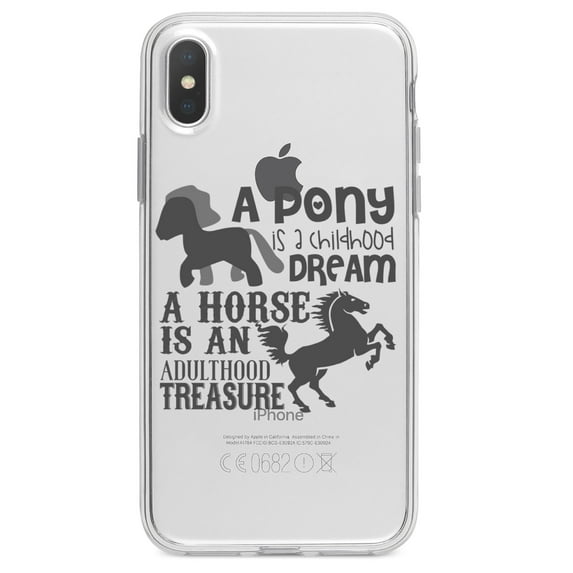 DistinctInk Clear Shockproof Hybrid Case for iPhone XS Max (6.5" Screen) - TPU Bumper Acrylic Back Tempered Glass Screen Protector - Pony Childhood Dream, Horse Adult Treasure