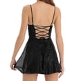 thumbnail image 5 of Women's Party Dress Club Dress Sleeveless Square Neck Adjustable Straps Bow Tie A Line Sequin Dress for Cocktail Banquet,Black,L, 5 of 5