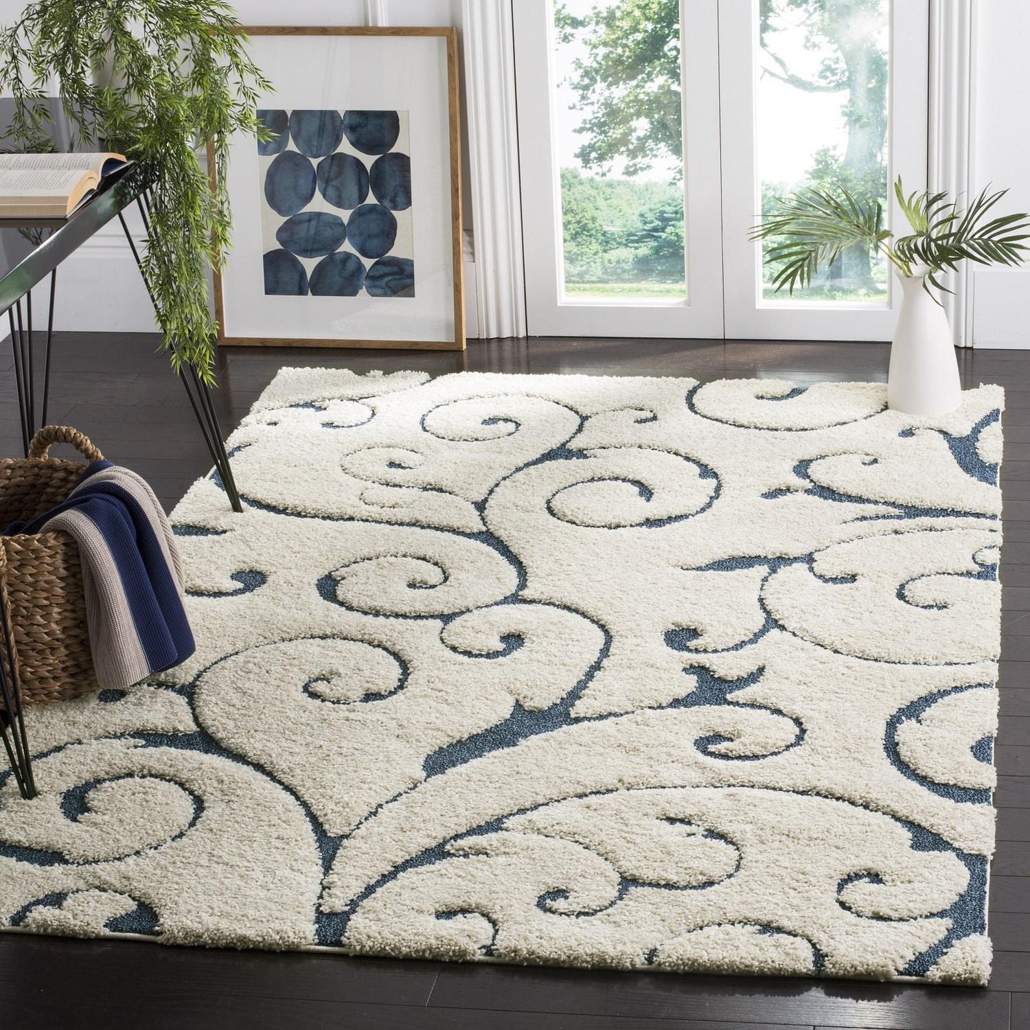 SAFAVIEH Florida Douglas Tapis Vignes Florales Shag