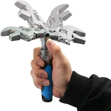 Multifunction 5 In 1 Torque Wrench 10 Inch Adjustable Ratchet Wrench 180 Degree Folding Spanner Household Maintenance Manual Tool