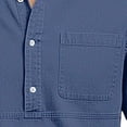 thumbnail image 6 of IYTR Men's Short Sleeve Dress Shirts Lapel Long Sleeve Shirt Half Button Placket Chest Pocket Casual Solid Color Loose Fit Everyday Cotton Shirt (Dark Blue,M), 6 of 6