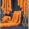 thumbnail image 2 of Marubhumi 5 Pcs of 4.5 Feet Long Strands Artificial Marigold Flowers Garland for Diwali, Traditional Indian Decor, Christmas Decor, Wedding Gift, Bush Floral Themed Party, DIY, Backdrop, 2 of 6