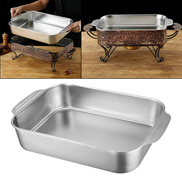 Rectangle Stainless Steel Fish Deep Baking Tray with Handles Flat