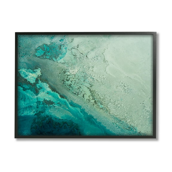 Stupell Industries Aerial View Tide Pool Landscape Painting Black Framed Art Print Wall Art, 14 x 11