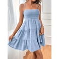 thumbnail image 2 of MORTTIC Women's Spaghetti Strap Sleeveless Smocked A-Line Swing Mini Dress, Elegant Casual Summer Dress, M, 2 of 4