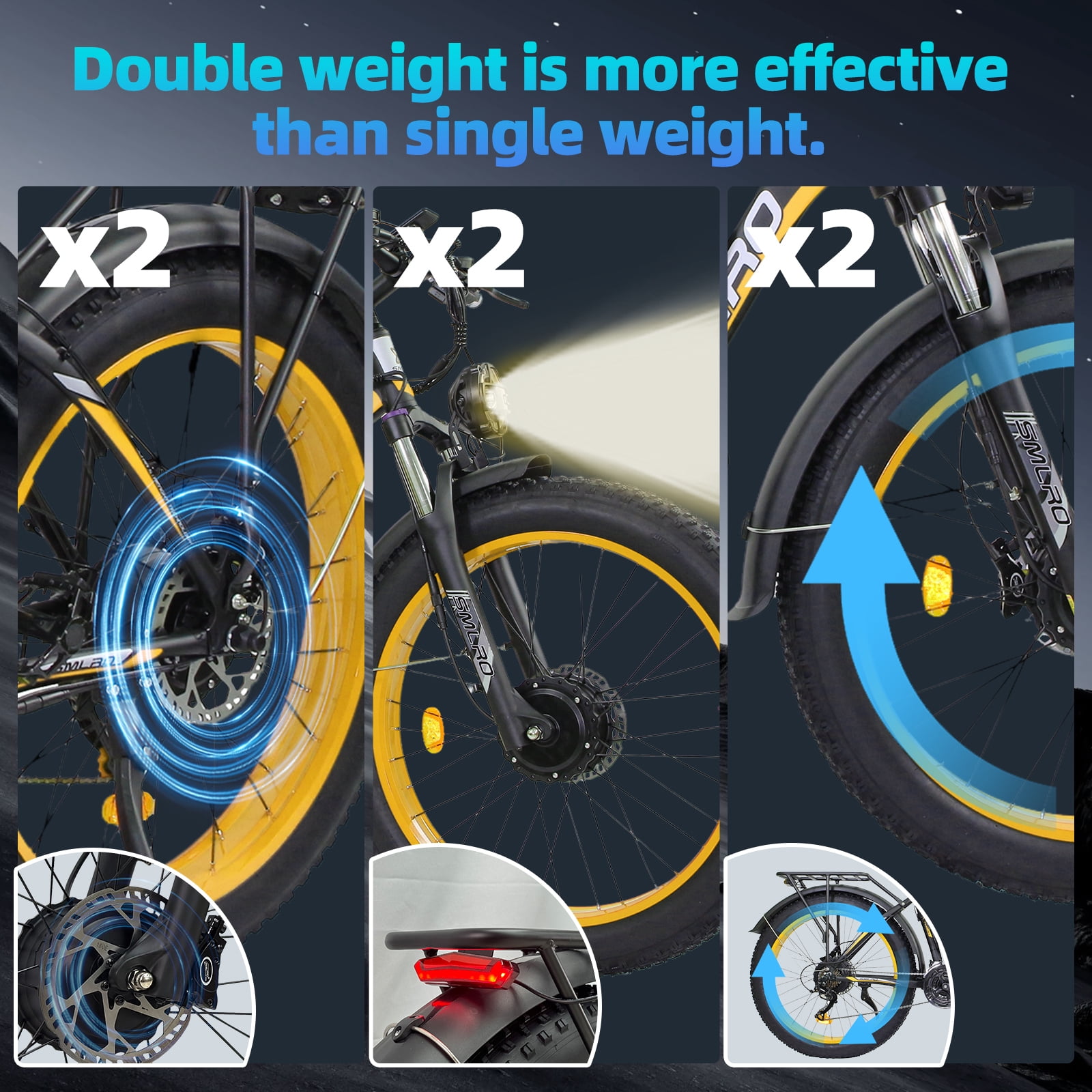 Electric Bike for Adults, 26x4.0 Fat Tire E-Mountain Bicycle, Peak 5000W Motor 52V-30Ah, Mountain Bike Beach Snow Ebike for Men, Yellow