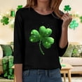 thumbnail image 5 of felwors St Patty's Day Shirt Women 2025 Casual Plus Size 3/4 Sleeve Irish Clover Shirts Funny Saint Patrick's Tunic Tops (Black, XL), 5 of 7