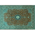 thumbnail image 1 of Ahgly Company Machine Washable Indoor Rectangle Medallion Turquoise Blue Traditional Area Rugs, 4' x 6', 1 of 4