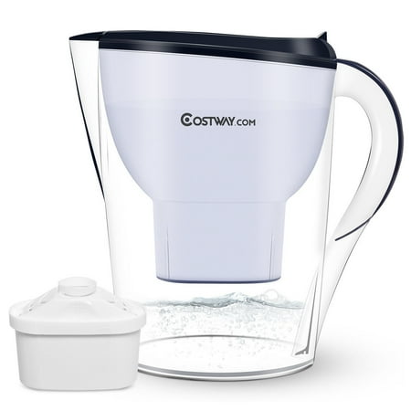 Cobalt Blue Filter - Costway Water Pitcher Filter 14.5 Cup Capacity BPA Free with 1 Filter Portable Blue