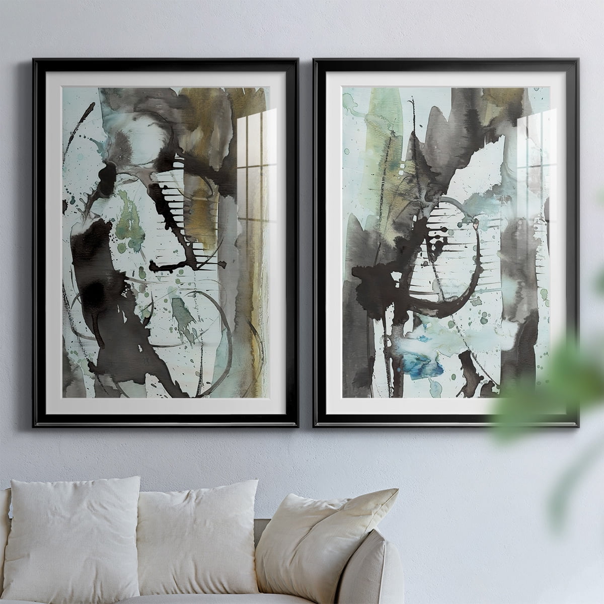 Wexford Home Lyrical Abstract I Premium Framed Print, 30.5" x 42.5" - Ready to Hang, Black (Set of 2)