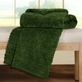 thumbnail image 4 of BNM Boho Knit Plush Soft Fleece Blanket, Twin, Green, 4 of 8