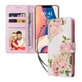 thumbnail image 2 of Allytech iPhone 15 Wallet Case, Stylish Flowers Pattern PU Leather Cover with Wrist Strap & Card Slots, Kickstand Magnetic Closure Shockproof Case for Women Girls, Rose Flower, 2 of 8