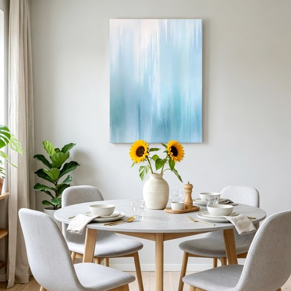 Canvas Wall Art, Light Blue Ombre Framed Canvas Prints for Living Room Office, Modern Abstract Gradient Minimalist Art Gallery Wrapped Wall Decor for Home Office, Gifts, 24"x32" Ship Next Day