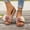 Khaki, variant on BRGZLK Wedge Sandals For Women Color Block Floral Thick Sole Open Toe Slide On Cushioned Beach Vacation Casual Summer Daily Wear Supportive Grip