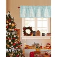 thumbnail image 3 of Teal Green Christmas Tree Curtain Valance for Windows/Living Room/Kitchen/Bathroom/Café, Short Rod Pocket Tier Curtain Window Treatment Panel Balls Snowflake Xmas Tree Topper Curtain 60''x18'', 3 of 6