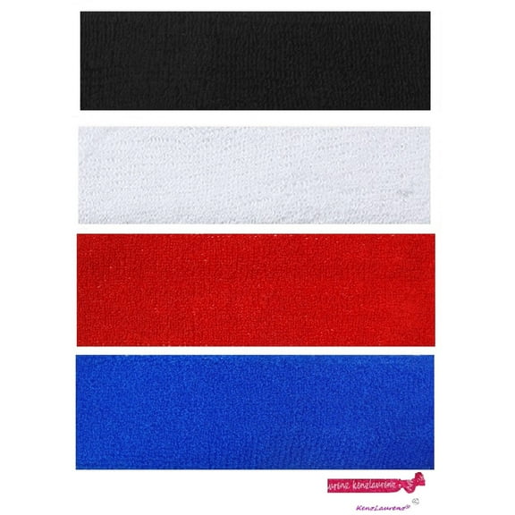 Kenz Laurenz Sweatbands 4 Terry Cotton Sports Headbands Sweat Absorbing Head Bands Basic Colors