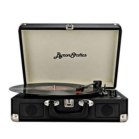 Byron Statics Record Player Vinyl Vintage Turntable Portable Nostalgic 3-Speed 2 Stereo Speakers Replacement Needle 9V 0.8A (Best Portable Record Player With Speakers)