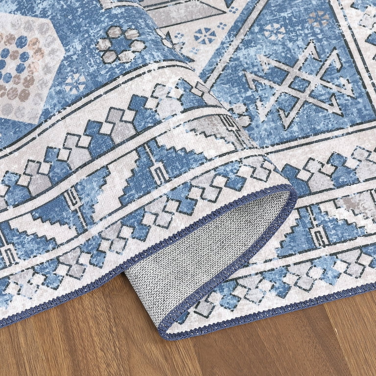 5’ X 8’ Gray And Navy Boho Chic Area Rug 5’ X 8’ Gray And Navy Boho Chic Area Rug