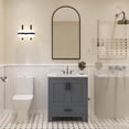 thumbnail image 5 of Ayna Decors Rooh 30" Solid Wood Bathroom Vanity with Sink – Charcoal Grey, 3 Pre-Drilled Faucet Holes, 2 Soft-Close Doors, 1 Full-Extension Drawer, Matte Black Handles, 5 of 9