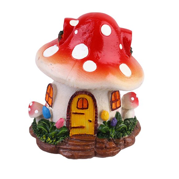 Cabilock Delicate Creative Mushroom House Model Landscaping Ornaments Miniature Micro Landscape Bonsai Fairy Garden Landscape DIY Decor - Tulip Mushroom House(Red)