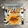 thumbnail image 2 of Ambesonne Halloween Quilted Coverlet 3 Pcs, Happy Ghost, King Size, Orange Black, 2 of 2