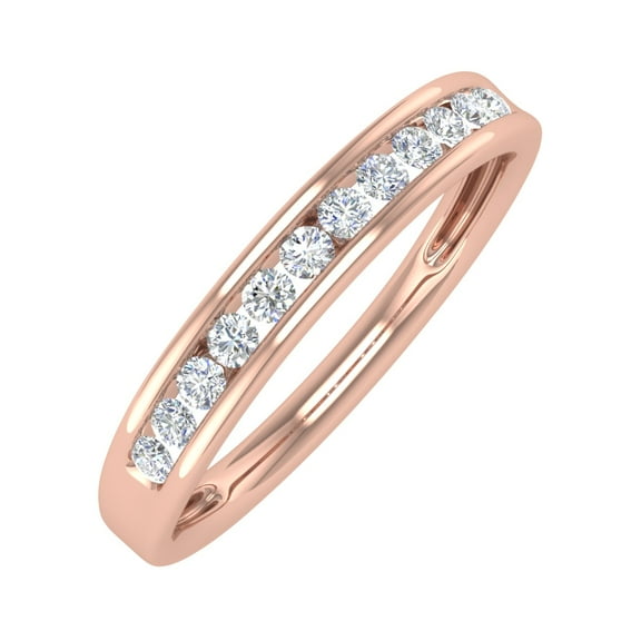 1/4 Carat Channel Set Diamond Wedding Band Ring in 14K Rose Gold (Ring Size 8.5) (I1-I2 Clarity)