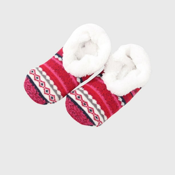 Calcetines de invierno para mujer, estampados de lana de cordero, antideslizantes, de algodón