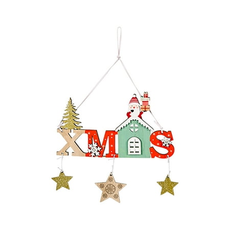 

Christmas Wooden Sign Xmas Home Snow Letters Hollow Out Hanging Plaque Cartoon Santa Snowman Elk Star Pendant Door Wall Tree Decorations
