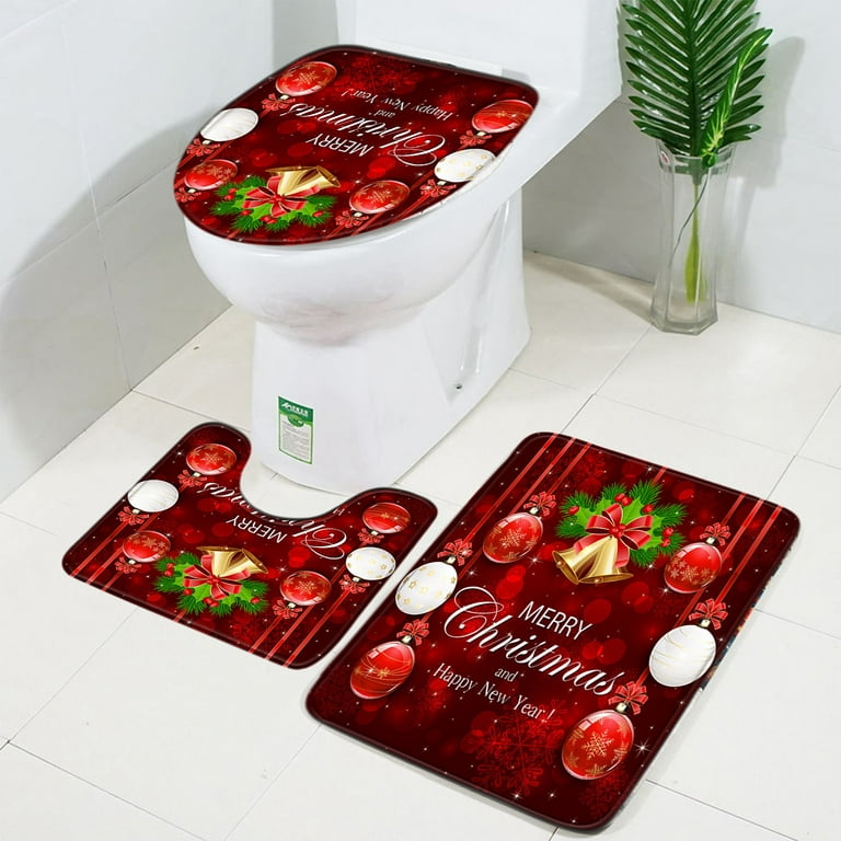 Nymphia Christmas Bath Mat, Christmas Bathroom Decor, Red Bathroom Rugs,  Extra Soft and Absorbent Microfiber Cute Holiday Decorative Bath Rugs