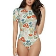 thumbnail image 2 of Fotbe Garden Of Little Bunnies Women's Crew Neck Short Sleeves Bodysuit Tops Round Neck Slim Sleeveless Soft Comfortable Basic-Small, 2 of 7