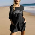 thumbnail image 1 of MKLEKYY Vêtements d'Automne Femmes Mode Imprimé Uni Décontracté Manches Courtes Col Rond Shorts à Poches Combinaison Pantalon Large Femmes, 1 of 5