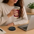 thumbnail image 4 of VeZee 16 Oz Disposable Heaven Poly Paper Durable Hot Cup with White Hinged Tab Lids For Hot/Cold Drink, Coffee Cups, Tea, Cocoa, Travel, Hot Chocolate, Chai, Latte & Hot Soup|200CT, 4 of 4