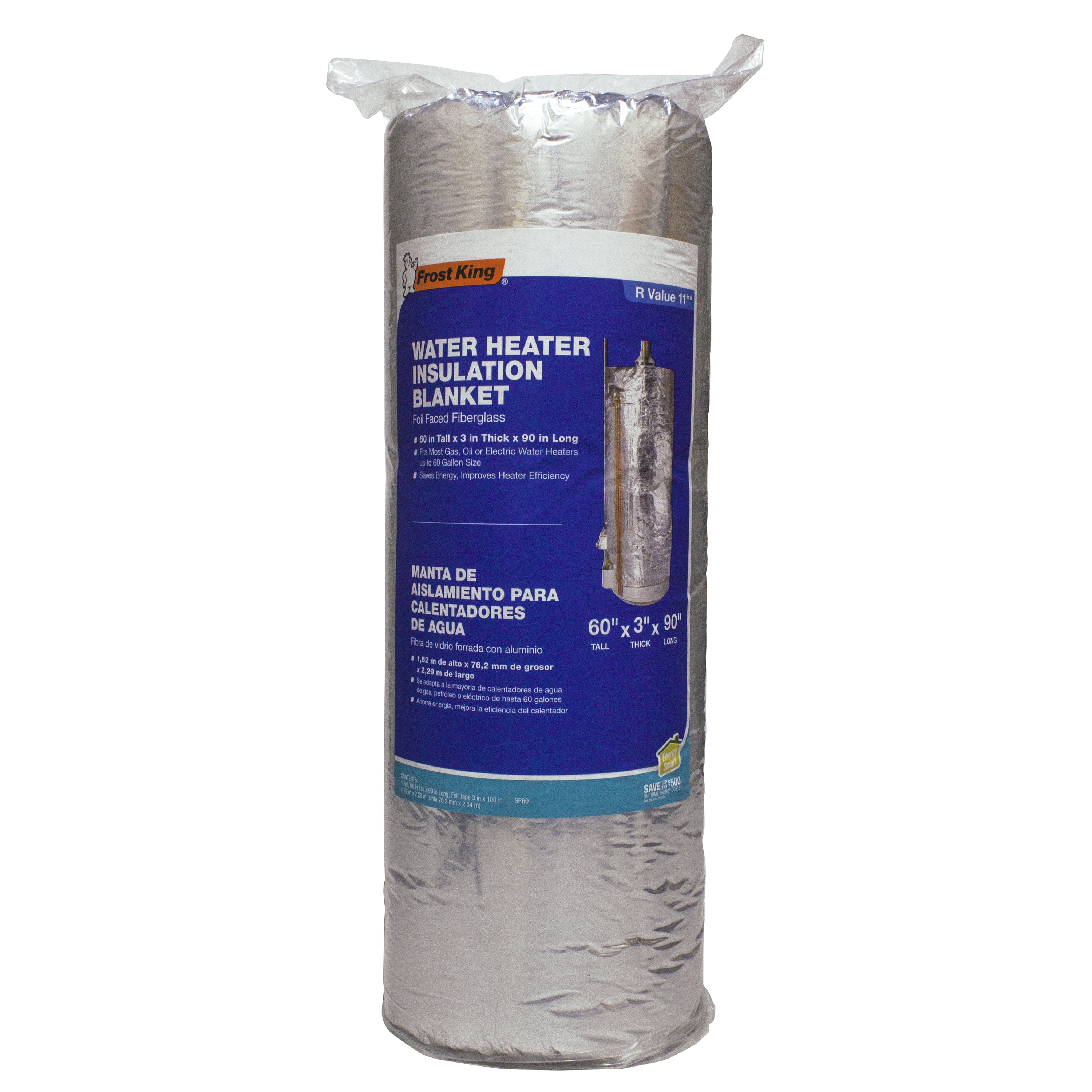 Frost King Electric Water Heater 60 Gallon Capacity with R10 Vinyl-Backed Fiberglass Insulation Blanket