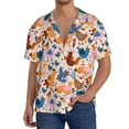 thumbnail image 3 of Xecao offers the Cute Chickens for Men's Casual Short-sleeved Shirt, a button-up collared shirt with a pocket, perfect for beach vacations and yacht travel in the X-Large size., 3 of 7