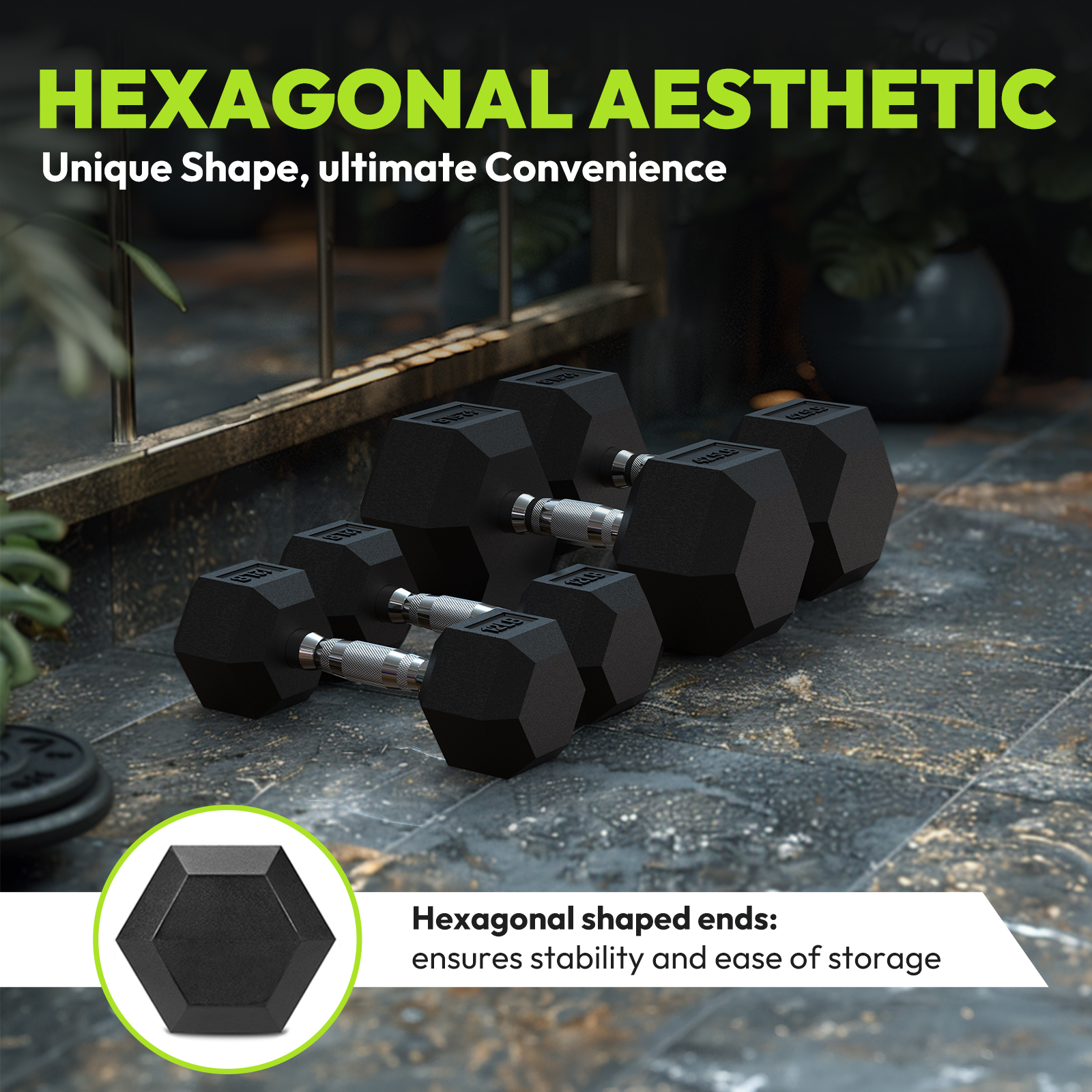 Handbode Hex Dumbbell Rubber Encased 17.5 Lb Pair photo 3