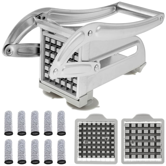 HLONK Coupe-Frites en Acier Inoxydable, Hachoir à Pommes de Terre avec Poignée, Trancheuse de Pommes de Terre Réutilisable, Coupe-Frites avec 36 / 64 Trous, Lames Carrées, Lavable au Lave-Vaisselle, Machine pour la Maison et la Cuisine, Pomme de Terre