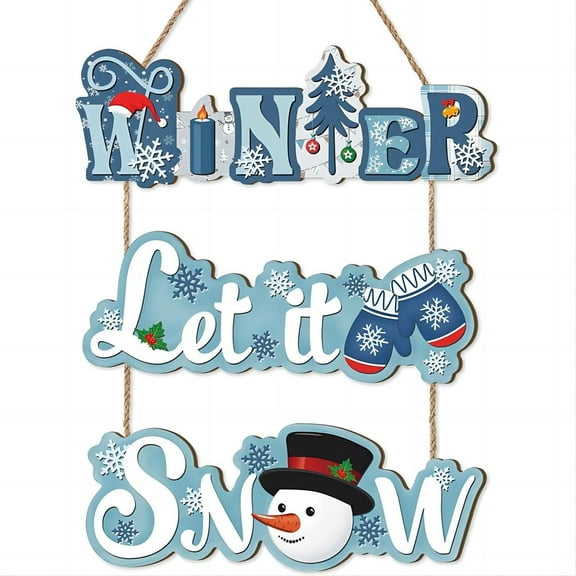 GXXGREAT Joyful Christmas Blue Snowflake Adorable Snowman Wall Hangings & Holiday Door Decorations Festive Ornament For Your Home This Holiday Season
