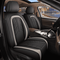 DIKSOAKR 2 Front Car Seat Covers Fit for Toyota Camry 2002-2025 Faux Leather Seat Cushion with Airbag Compatible Automotive Interior Accessories (Black&White)