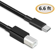 Deegotech Type C to Type B USB Printer Cable 6.6 ft, Scanner Cord Compatible with HP Canon MacBook Pro iMac Piano Brother Epson Samsung(Black)